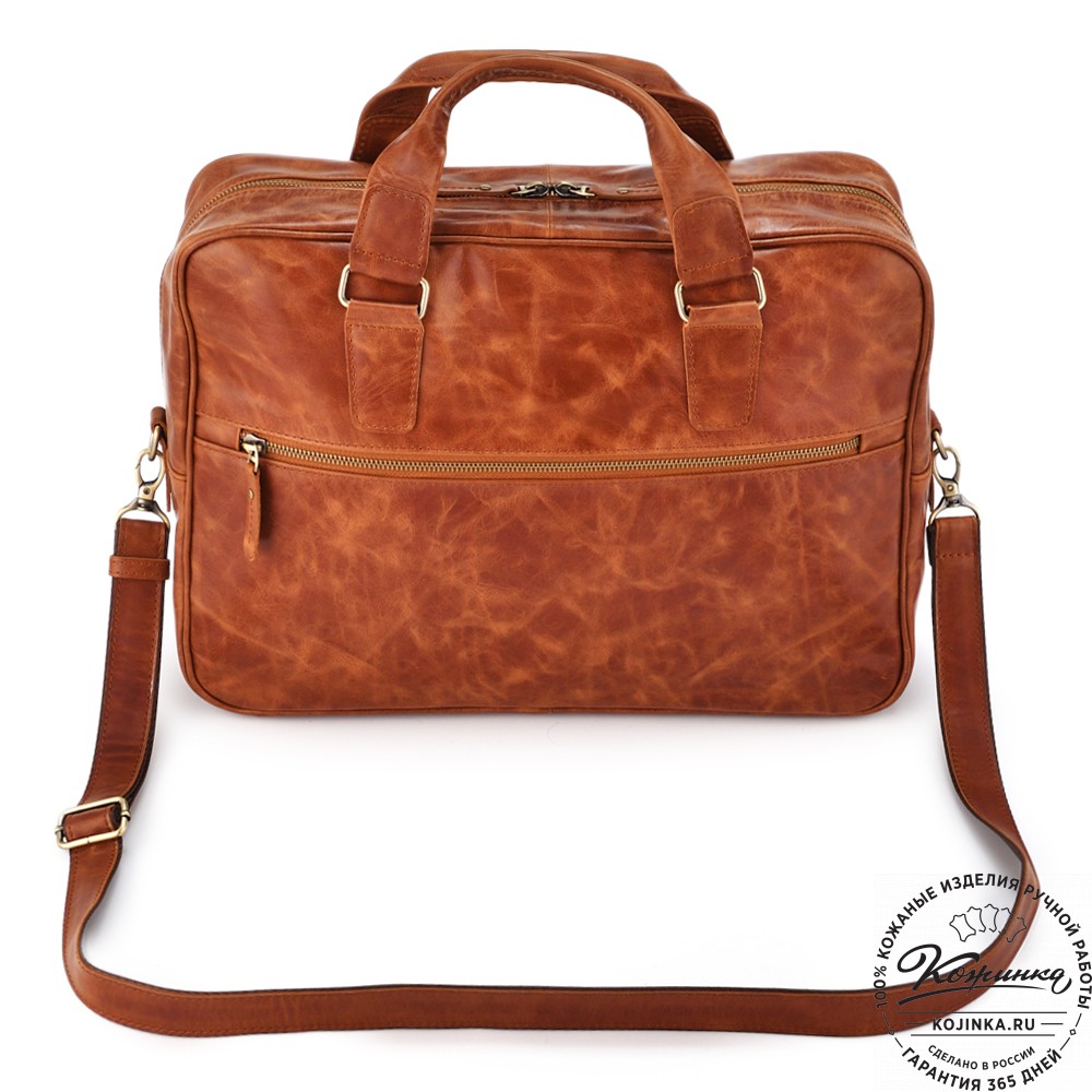 Кожаная деловая сумка "Окленд нью" (рыжий антик)